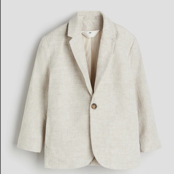 H&M boys beige tan color 2pc linen blend blazer jacket & pants set size 7 years - Picture 5 of 5